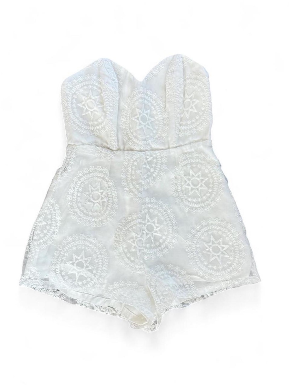 Stone Cold Fox white embroidered lace corset romper Size 1